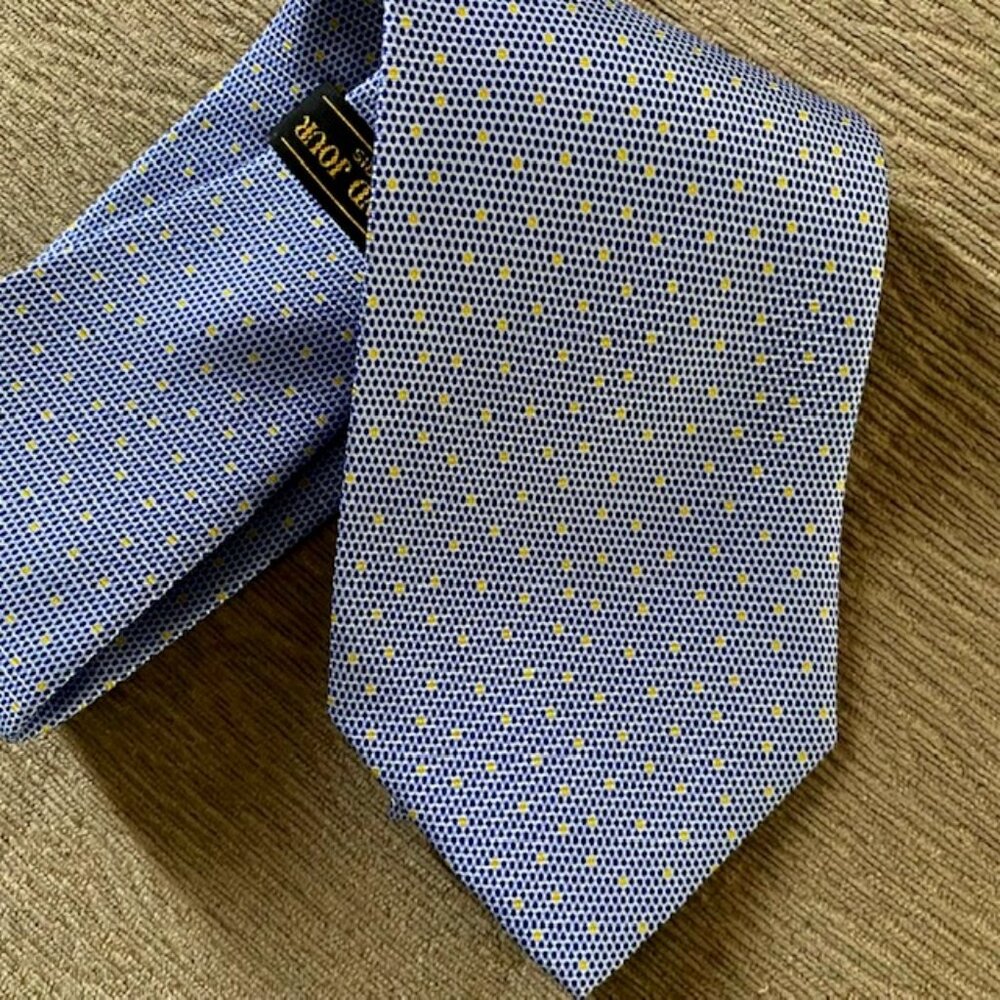 Grand Jour Paris Blue and Marigold 100% Silk Tie